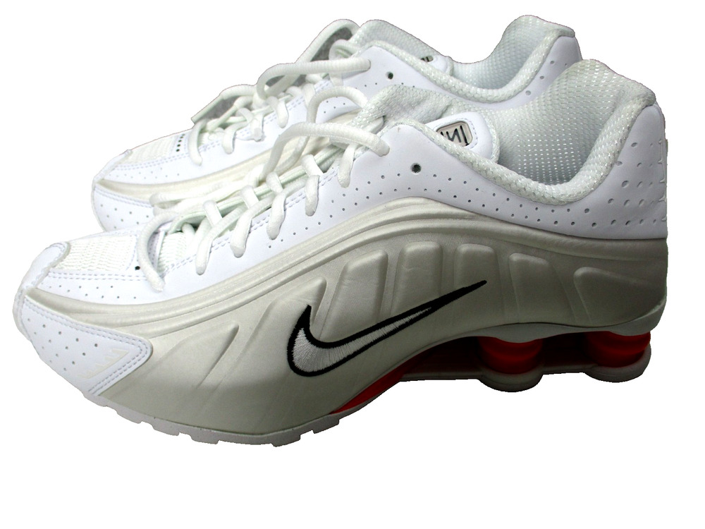 Nike Shox R4 White Phantom Sail Picante Red Shoes Womens Sz 8.5